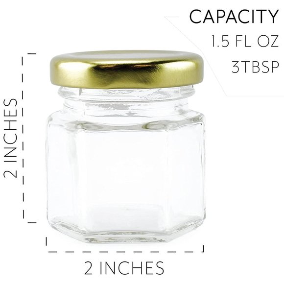 Cornucopia 10 Mini Hexagon Glass Jars, 1.5oz Hex Jars - Picture 3 of 7